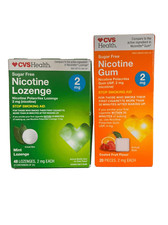 2 CVS health sugar free nicotine mint lozenges and fruit flavor gum stop smoking