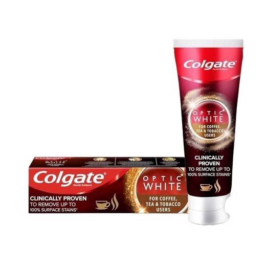 6X Colgate Optic White For Coffee, Tea & Tobacco Users Toothpaste, 75ml