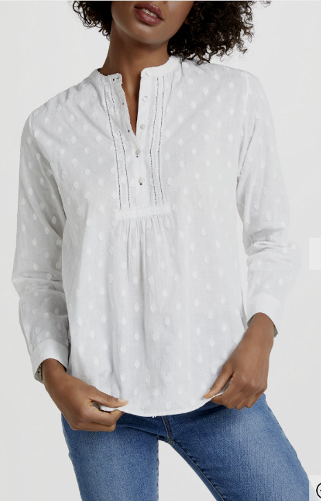 John Lewis Womens Denim Wardrobe Trilogy Bavaria Blouse, White Sz S