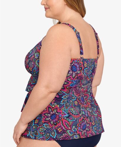 Swim Solutions Women's Tummy-Control Tiered One-Piece Swimsuit, Size 16W - Picture 3 of 3