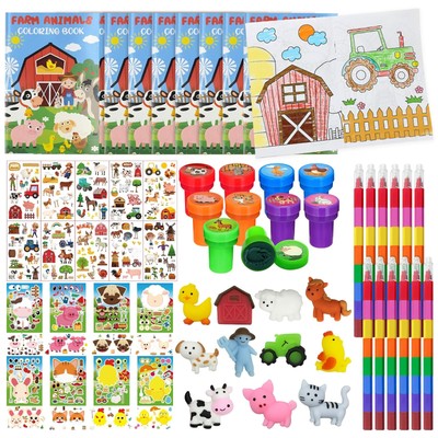 Cinrobiye 72 Pcs Farm Animal Coloring Book Party Favors Set Barnyard Tractor ...