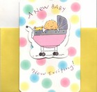 Congratulations New Baby Boy or Girl In A Carriage Polka Dots Greeting Card
