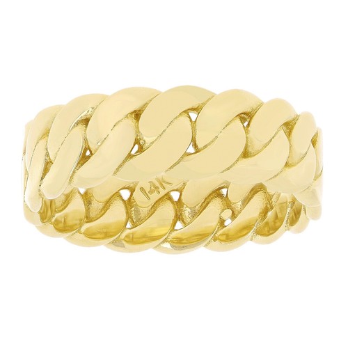 14k Yellow Gold Miami Cuban Ring Curb Link Band 6.7mm Ring Size 8.5 - 5 grams - Picture 2 of 4