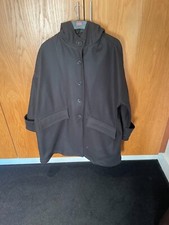 3/4 Hooded Black 100% Wool Coat