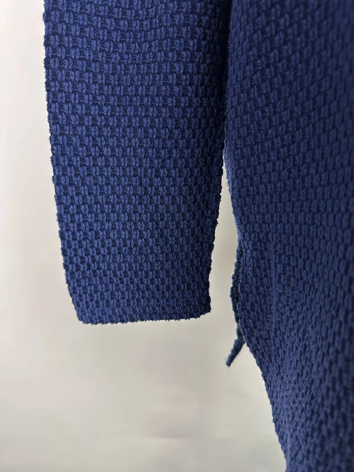 Blusa túnica vintage años 90 M azul marino a cuadros textura tejida ajuste cuadrado minimalista  Foto 4 de 4