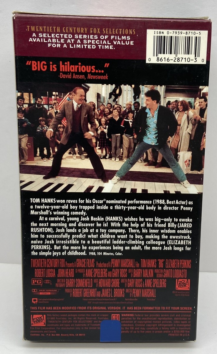 BIG (VHS)Tom Hanks Movie-Twentieth Century Fox Selections | eBay