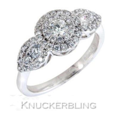 Diamond Trilogy-style Cluster Ring 0.80ct Brilliant Cut F VS in 18ct White Gold