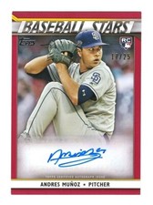 Andres Munoz Padres 2020 Topps Series 2 RC Baseball Stars Red Auto Rookie 17/25