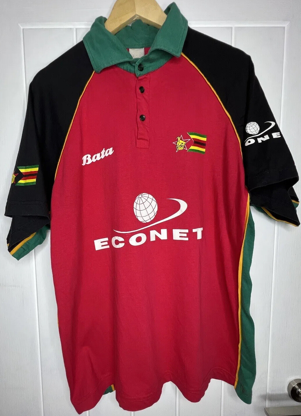 Vintage Zimbabwe Cricket Polo T Shirt Jersey Bata Adult ZCU Sporting