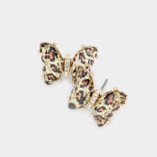 NEW Mini Butterflies Glitter Leopard Pattern Clear Acrylic Gold Stud Earrings