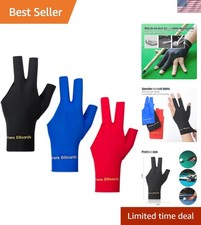 Durable Elastic 3-Finger Billiard Gloves for Adults - Left Handed, 3 Pcs Set