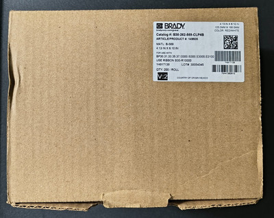 Brady B30C-262-569-CLP4B Indoor/Outdoor Vinyl Tape 4.13'' x 6.10'' BBP31 BBP33