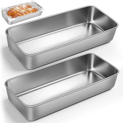 2 Pas 12×5 Inch Loaf Pans for Baking Bread, Stainl Steel Loaf Bread