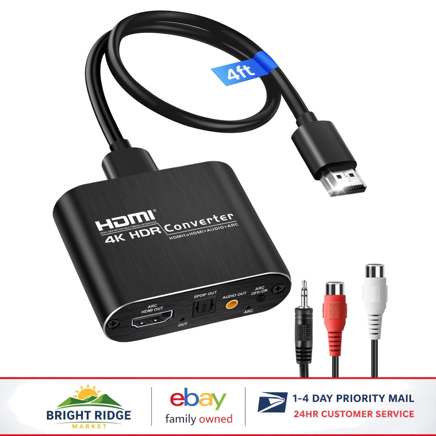 HDMI ARC Audio Extractor Converter 4K 60Hz with Optical Toslink