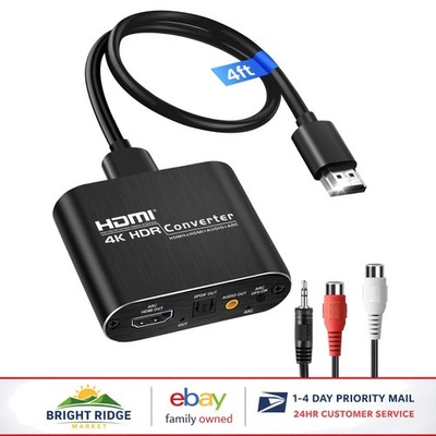 HDMI ARC Audio Extractor Converter 4K 60Hz with Optical Toslink & 3.5mm AUX