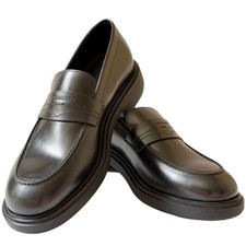Ferragamo Caligola 9 EE Penny Black Leather Dress Loafers Men's Casual Slip-On