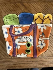 Clay Art Summer Fun Serving Dish Chips Salad Fruit Serving Dish.