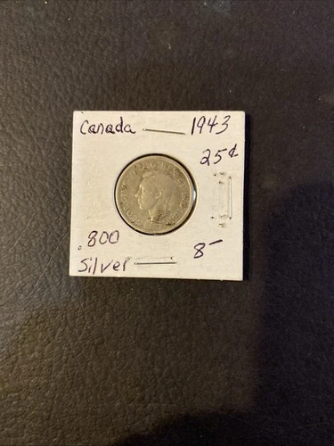 1943 Canada 0.800 Silver Royal Canadian Mint Quarter 25 Cents