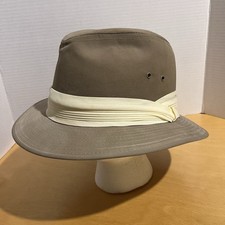Vintage United Hatters Cap Millinery Fedora Hat w Pleated Ribbon USA Size L
