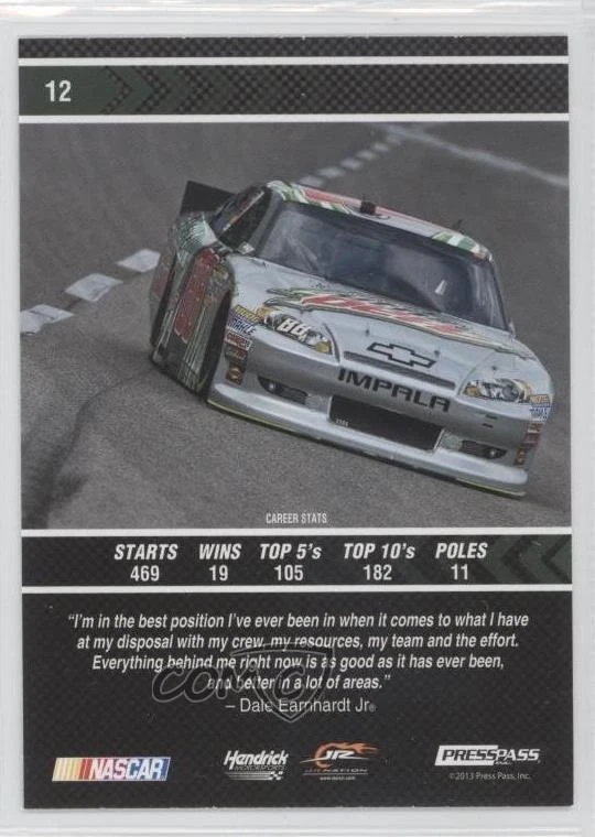 2013 Press Pass Total Memorabilia Dale Earnhardt Jr #12 HOF - Image 2 of 2