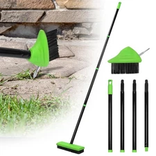 3 in 1 Weeding Wire Metal Brush Tools Concrete Scrub Deck Brush with Long Han...