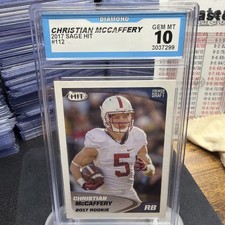 2017 Sage HIT Christian McCaffrey Rookie Card graded Diamond 10 (Gem Mint). rookie card picture