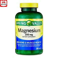 Magnesium 250mg Bone Muscle Health Support Dietary Supplement Vegan 250 Tablets