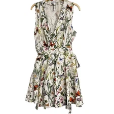 Christian Lacroix Floral Garden Butterfly Mini Wrap Dress