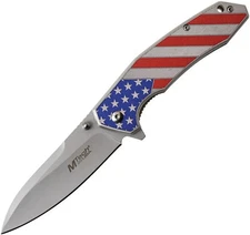 MTech Flag Assisted Folding Knife 3.5" Stainless Steel Blade Aluminum Handle