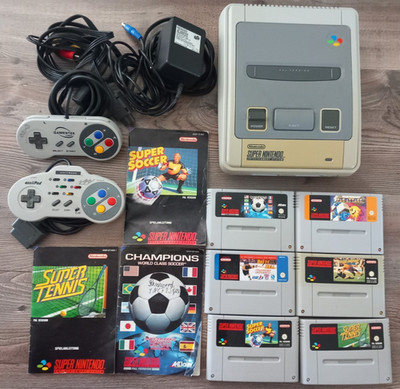 SNES Super Nintendo Entertainment System Konsole mit 2 Controllern und 6 Spielen