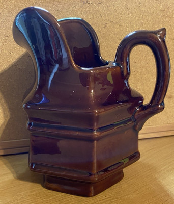 Vtg Haeger USA Pottery Brown Glazed Ceramic Hexagon Pitcher