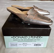 Donald J. Pliner Silver Mules Metallic Slip-Ons Size 5.5