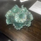 FENTON Epergne teal blue carnival hobnail carnival glass