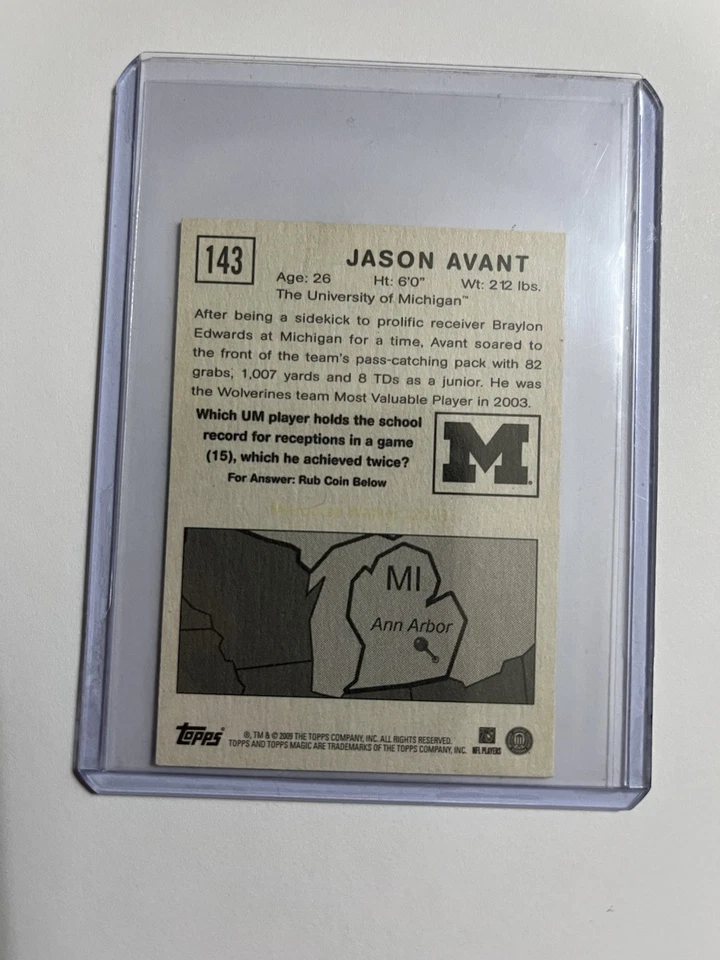 2009 Topps Magic Jason Avant #143 Mini Black - Image 2 of 2