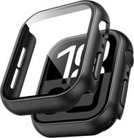 SchutzhüLle FüR Apple Watch 46Mm 360° StoßFest Mit 9H GehäRtetem Glas Schwarz