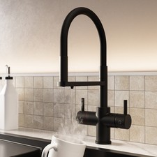 Matt Black 4 in 1 Pull Out Instant Boiling Hot Kitchen Mixer Tap with 3 PRODLBLK