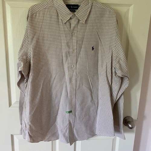 Ralph Lauren Classic Fit Yellow Oxford Shirt Men's XXL Long Sleeve Cotton Plaid - Picture 4 of 13