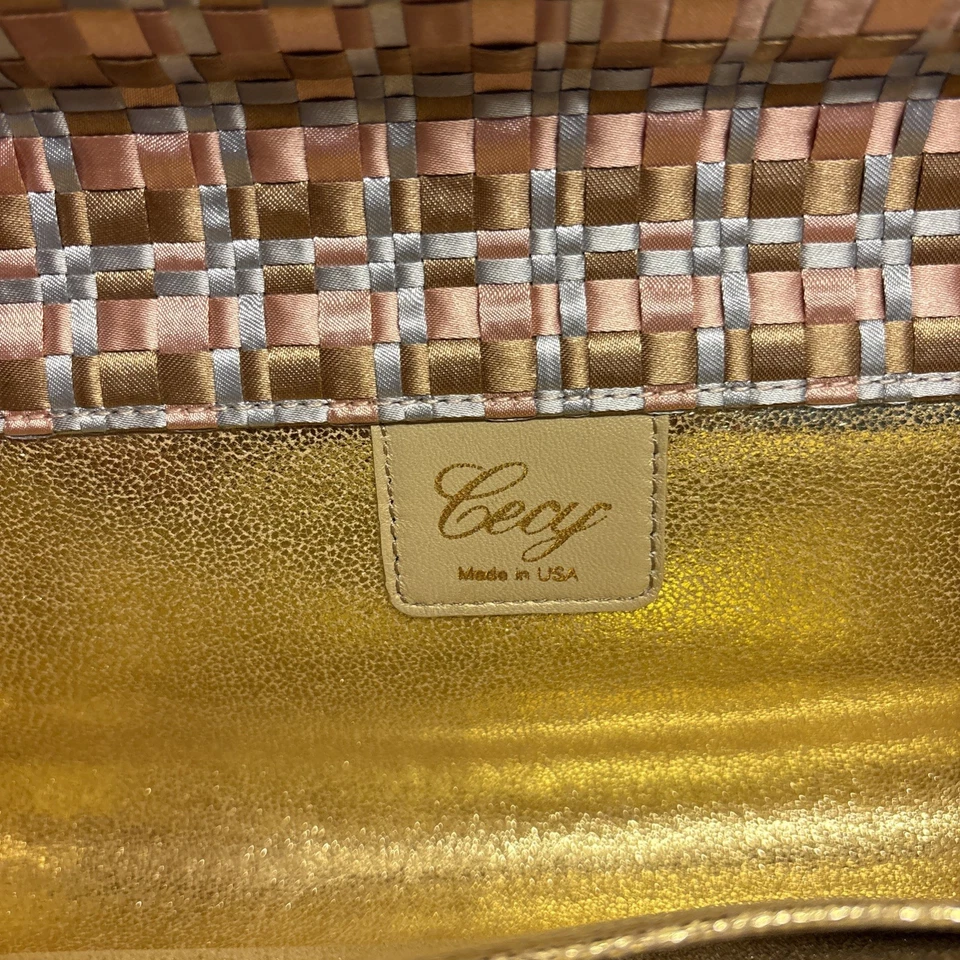 Cecy Tweeted Satén Mezcla Lujo Bolso de Mano Oro Rosa Plata Noche Foto 3 de 4
