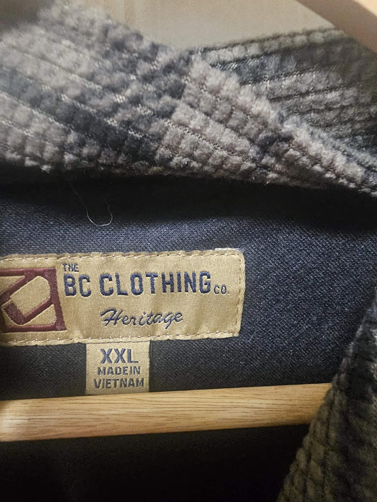 Men's BC Clothing Plaid Fleece Jacket Button Front xxl New Without Tags. - product detail image 2