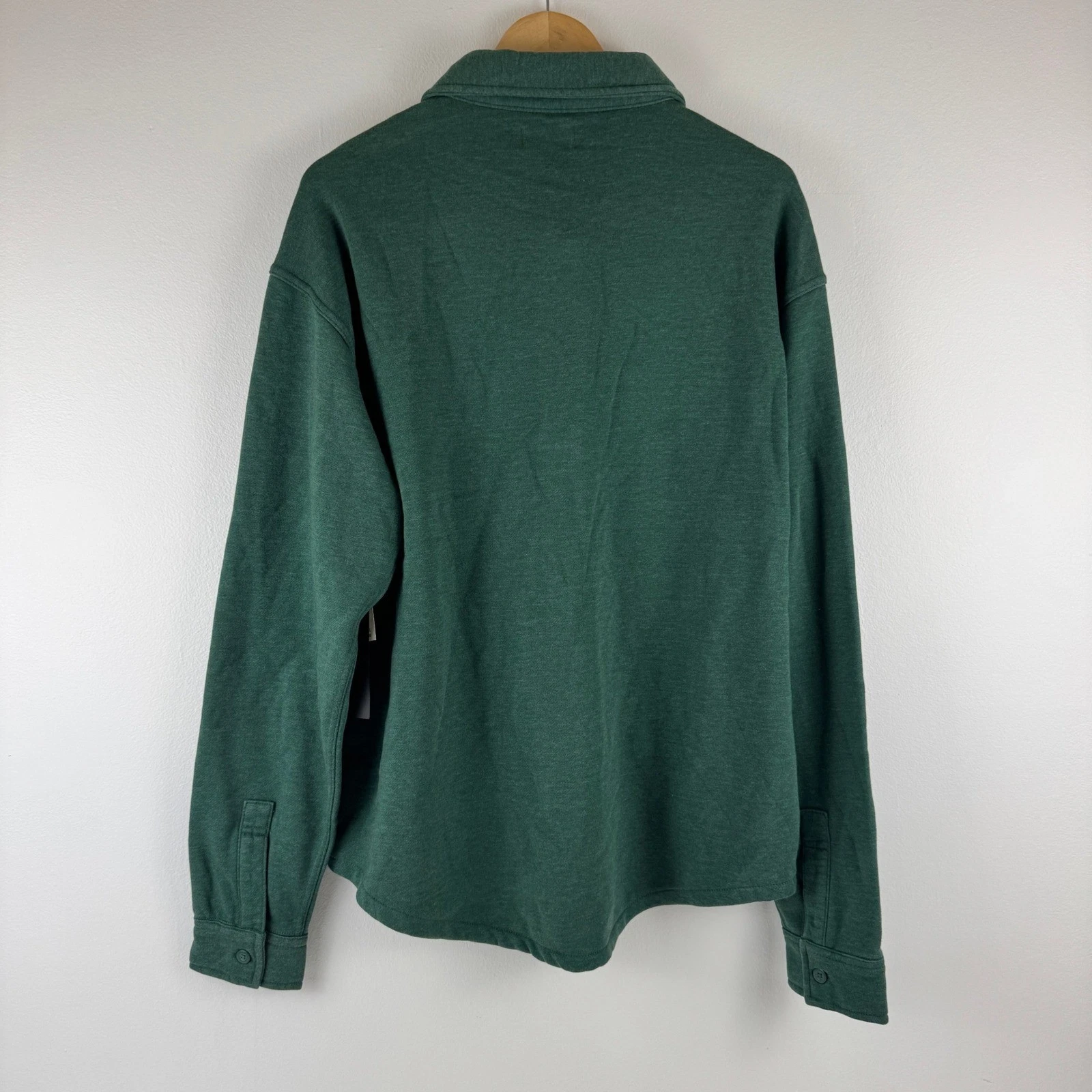 Lazer Mens Deep Emerald Green Fleece Shacket Button Front ML71219 New L image 3