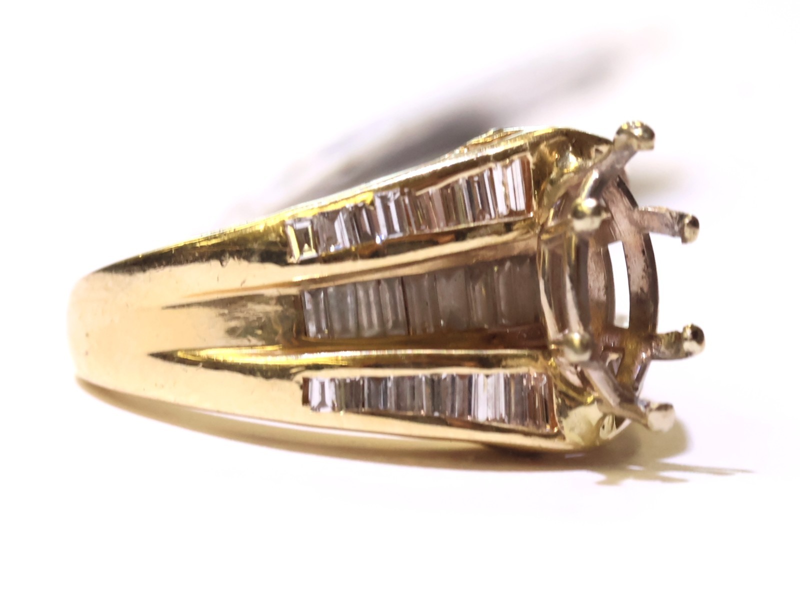 Semi Rigit Mount 14K yellow gold .65ct diamond semi mount ring mounting 10.0g round SZ 7 ...
