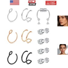Fake Nose Ring Fake Septum Fake Nose Ring Hoop Fake Nose Rings for Women Faux...