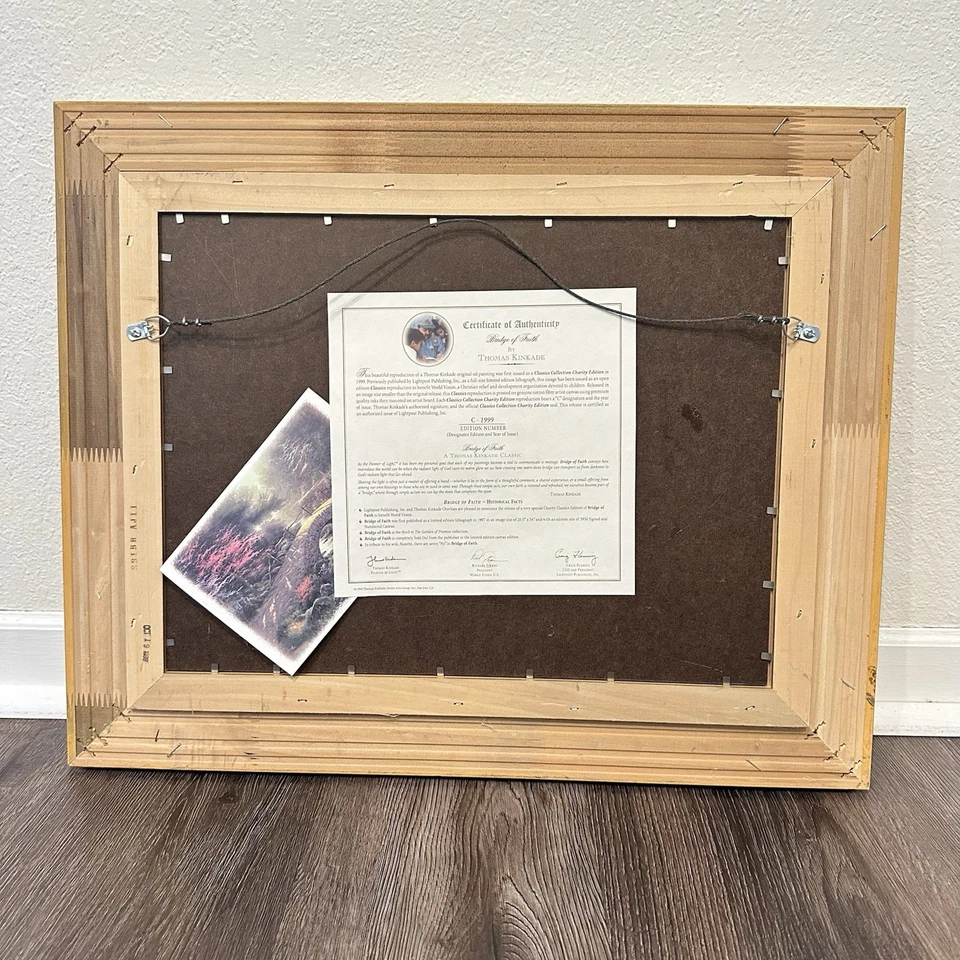 Lienzo Thomas Kinkade Puentes de Fe - Certificación de Autenticidad 18x22 Foto 4 de 4