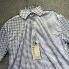 Collars  Co Dress Collar Polo Shirt Mens Small Blue Check Performance Stretch