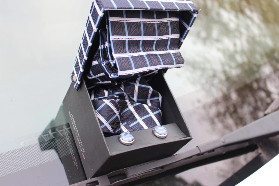 Corbata Giorgio Brutini Callezione Para Hombre Clásica Poliéster Azul Diseñador Geoémico Foto 3 de 4