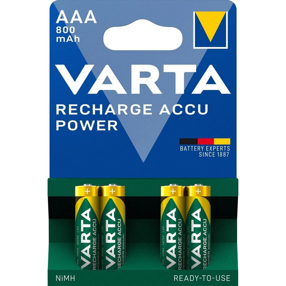 [56703101404] VARTA Blister de 4 Accu NiMH 800 mAh Micro AAA/HR03 - Photo 1/4