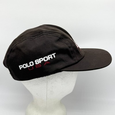 Vintage Polo Sport Ralph Lauren Flag Hat Made in USA Elastic Flag