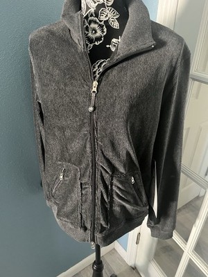 Soft! OLEG CASSINI Sport Stretch Ribbed Gray Full Zip Jacket - XL
