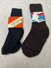 Lot 2 New Vtg NOS Boys Dress Socks Brown Black So 5-7.5 Monsanto Nylon