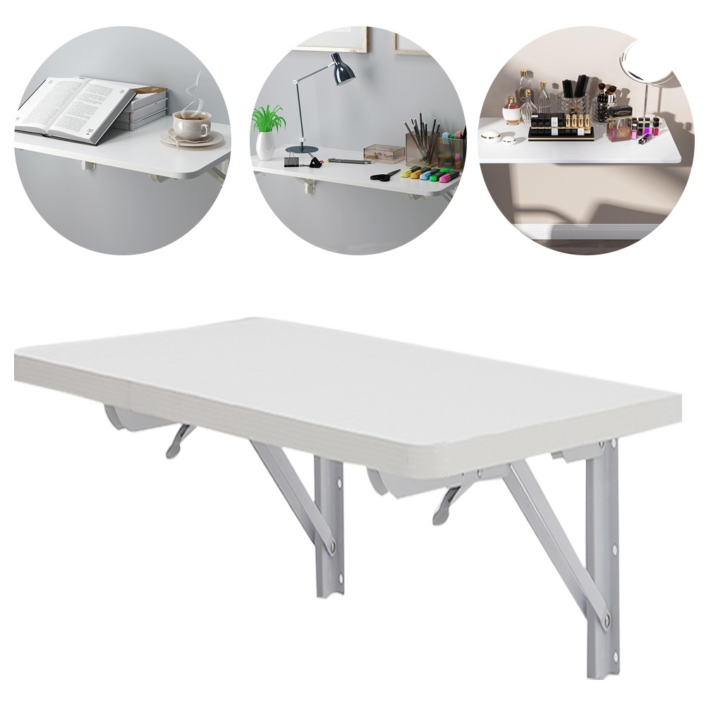 Wall-Mounted Foldable Drop-Leaf Desk Space-Saving Table for Kitchen Study Dining